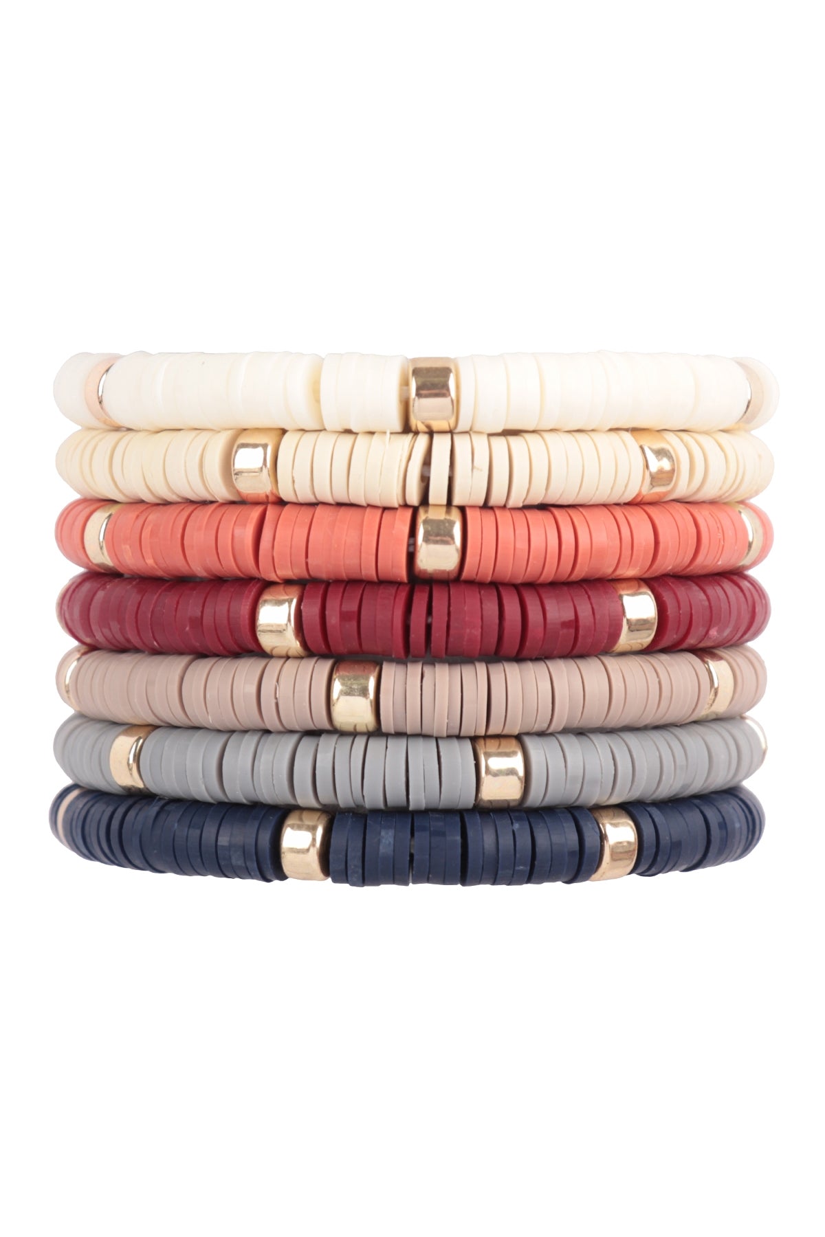 Multi-Line Leather Beaded Stretch Bracelet