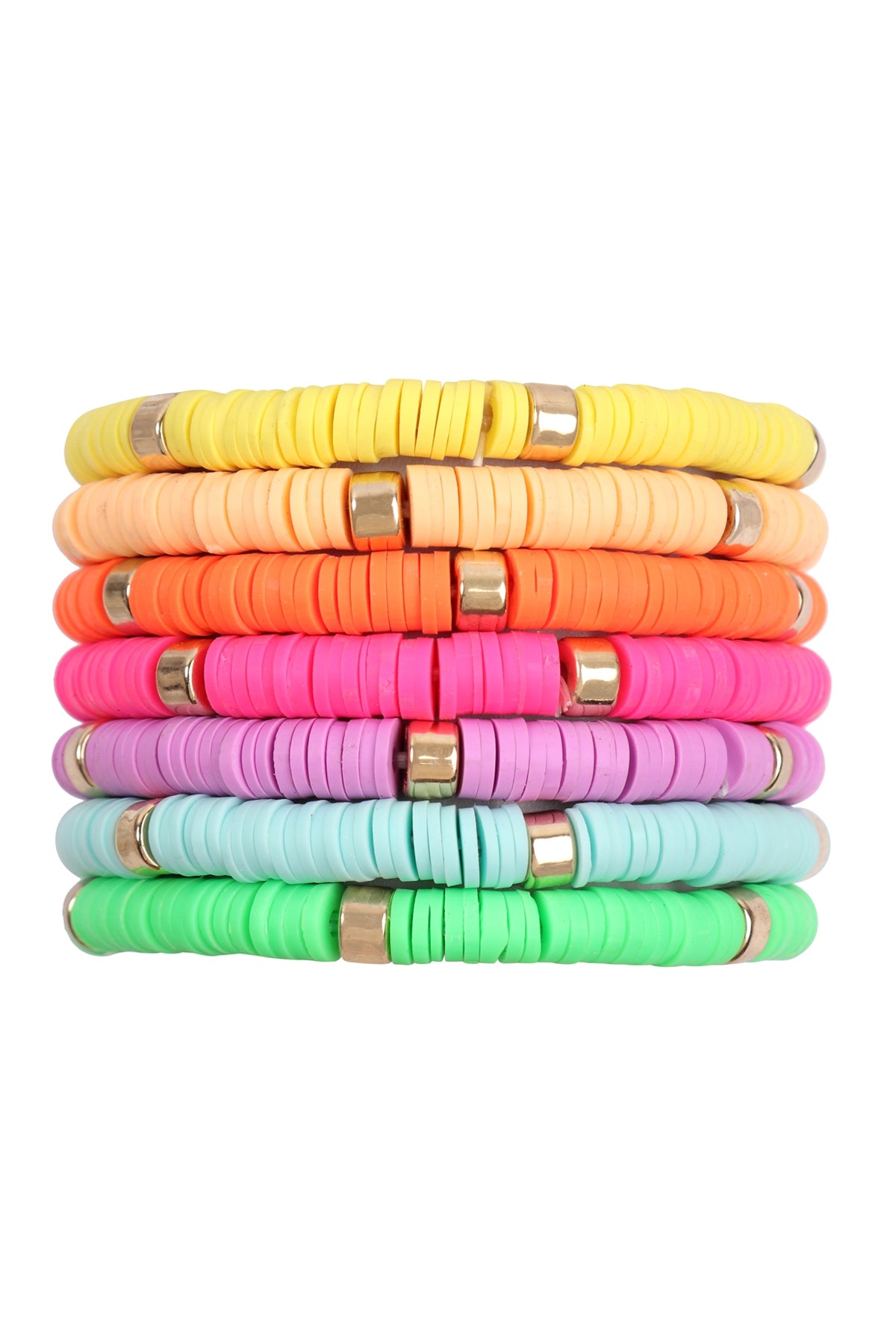Multi-Line Leather Beaded Stretch Bracelet