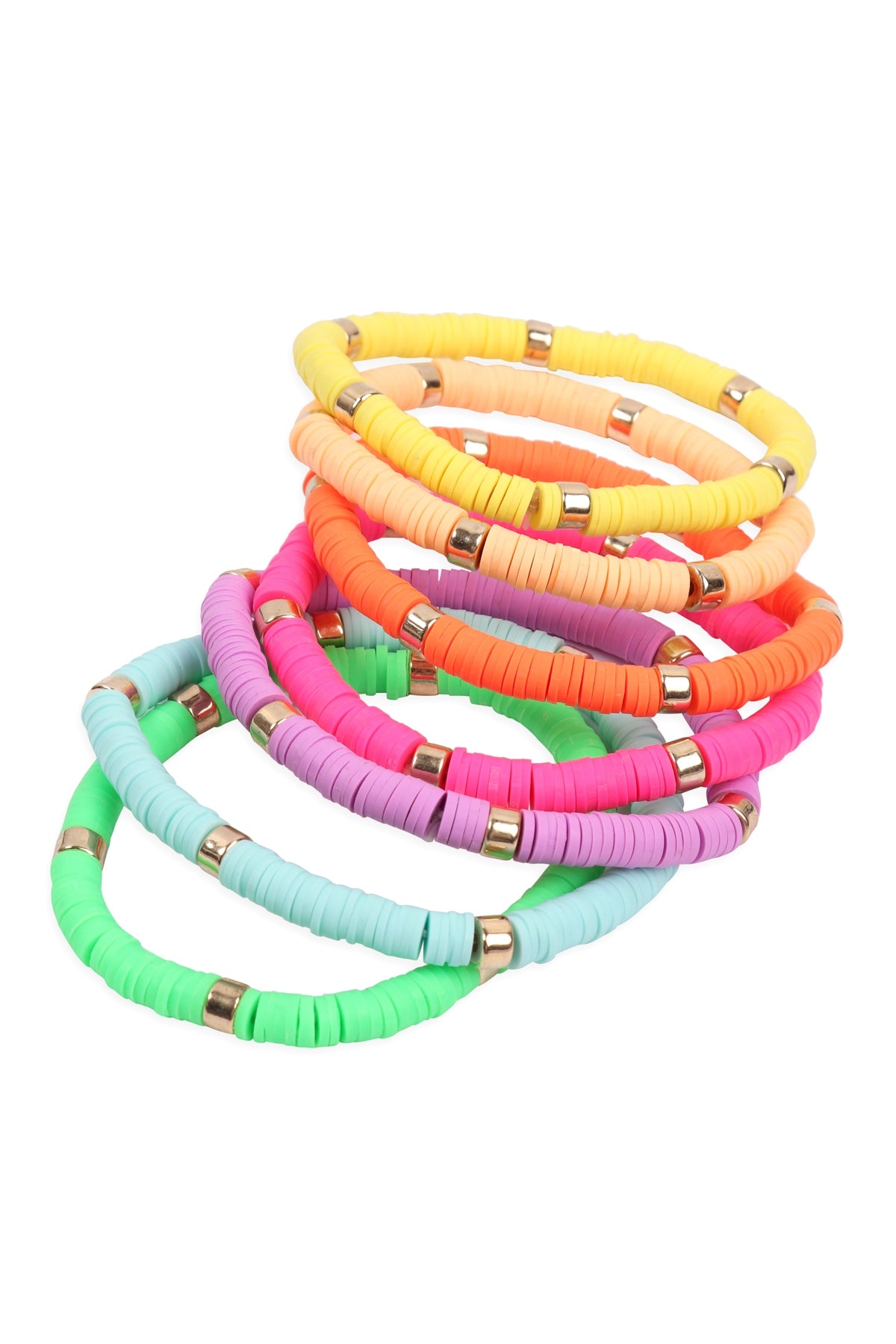 Multi-Line Leather Beaded Stretch Bracelet