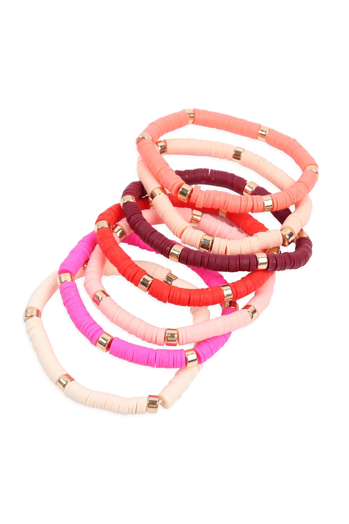 Multi-Line Leather Beaded Stretch Bracelet