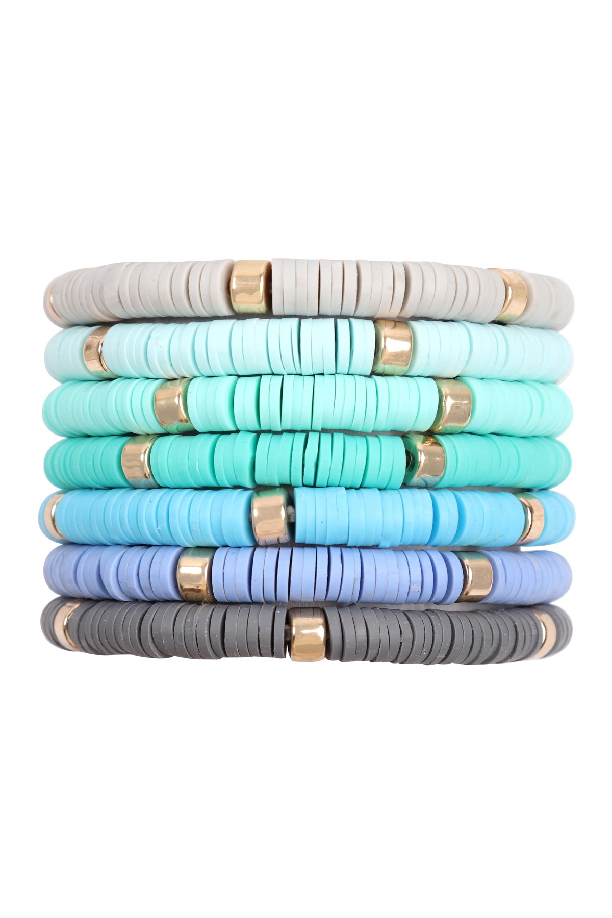 Multi-Line Leather Beaded Stretch Bracelet