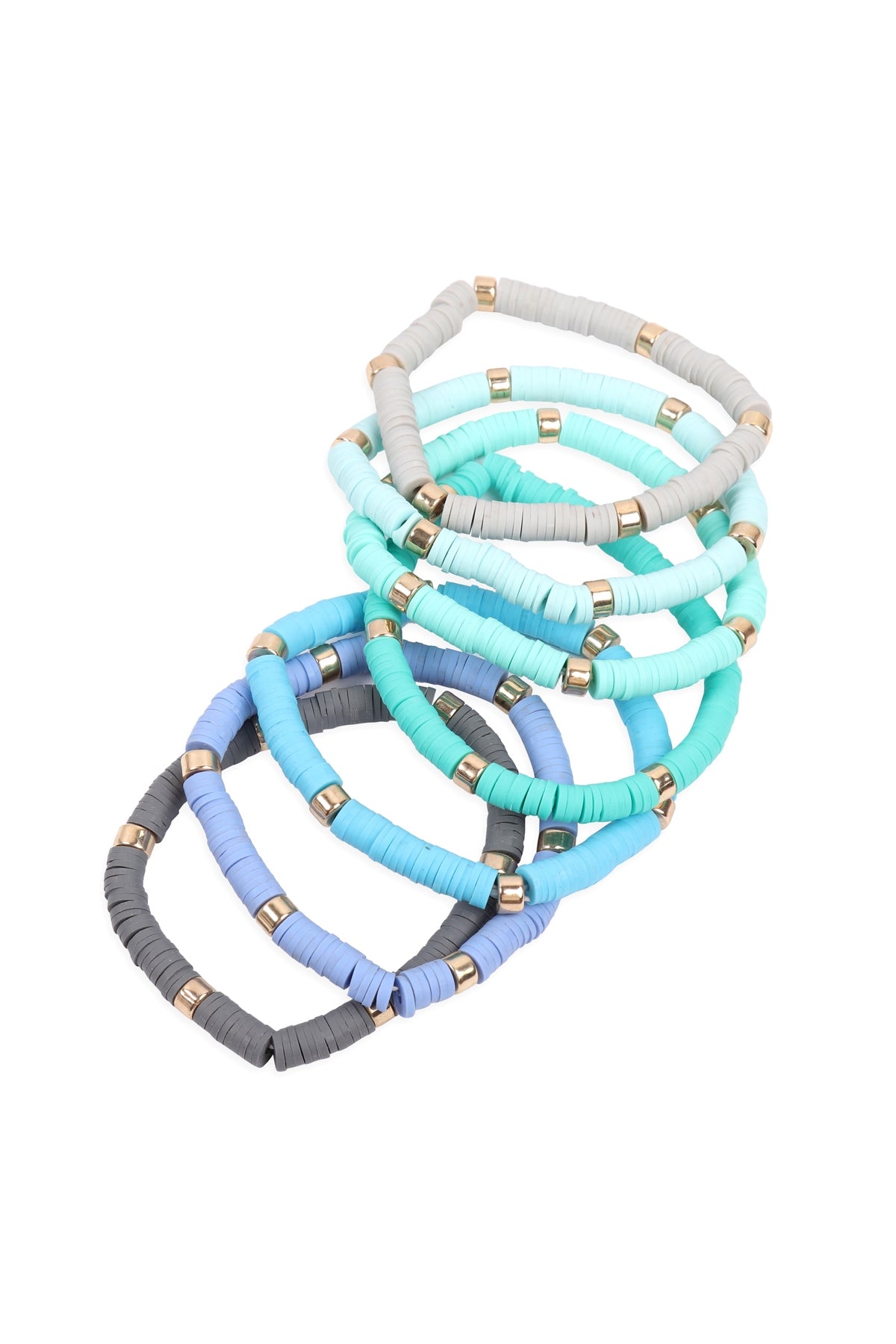 Multi-Line Leather Beaded Stretch Bracelet