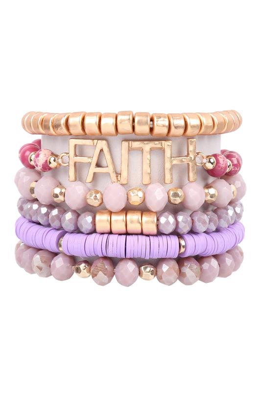 Mix Beads Faith Charm Bracelet