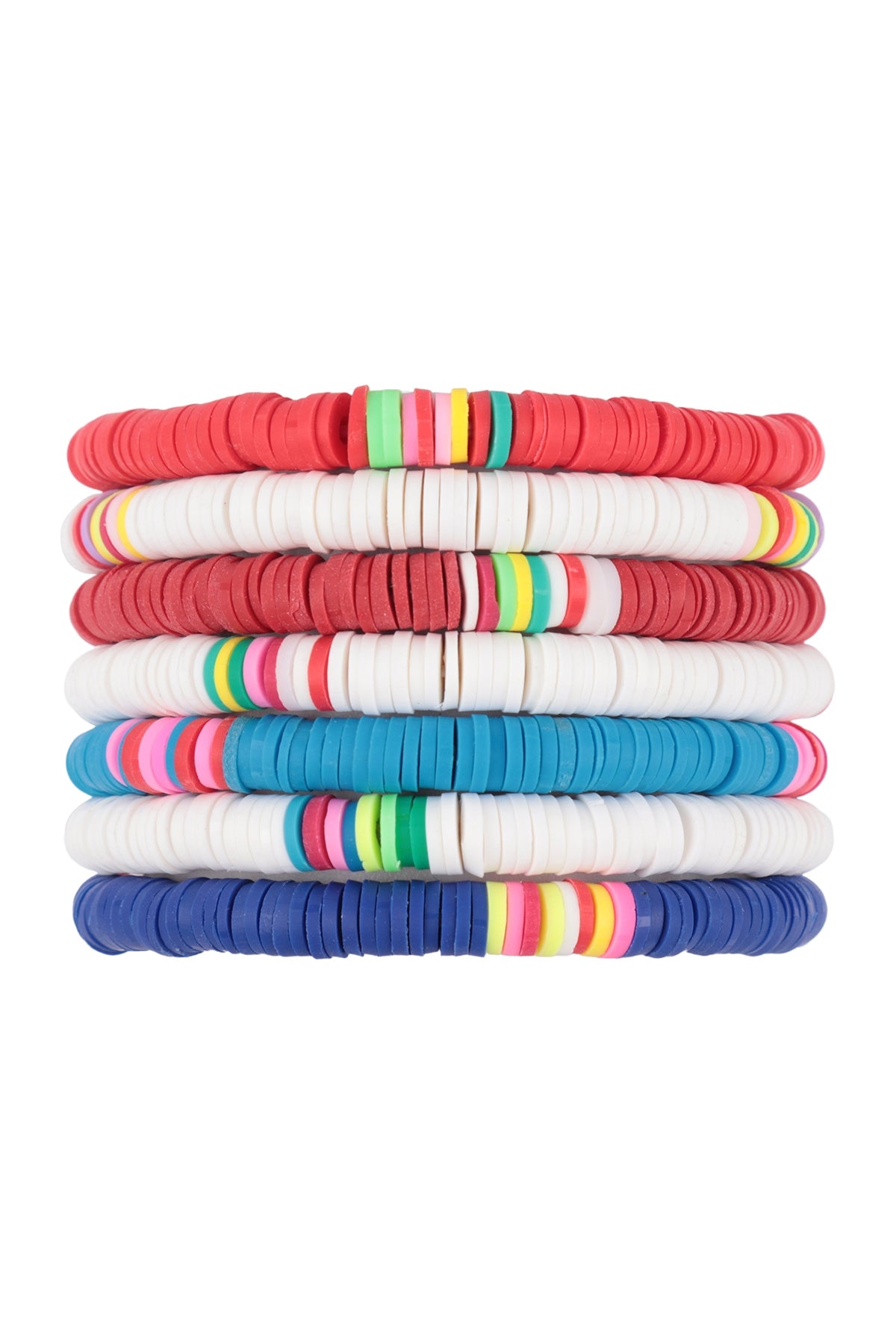 Fimo 7 Line Stackable Charm Multi Stretch Bracelet Set