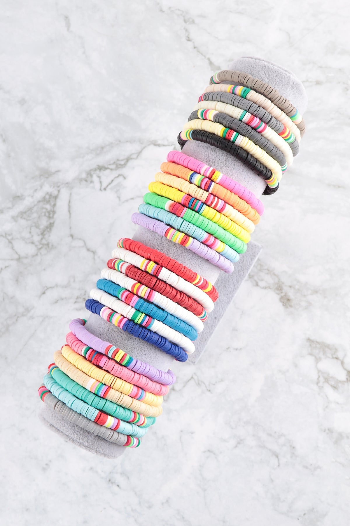 Fimo 7 Line Stackable Charm Multi Stretch Bracelet Set