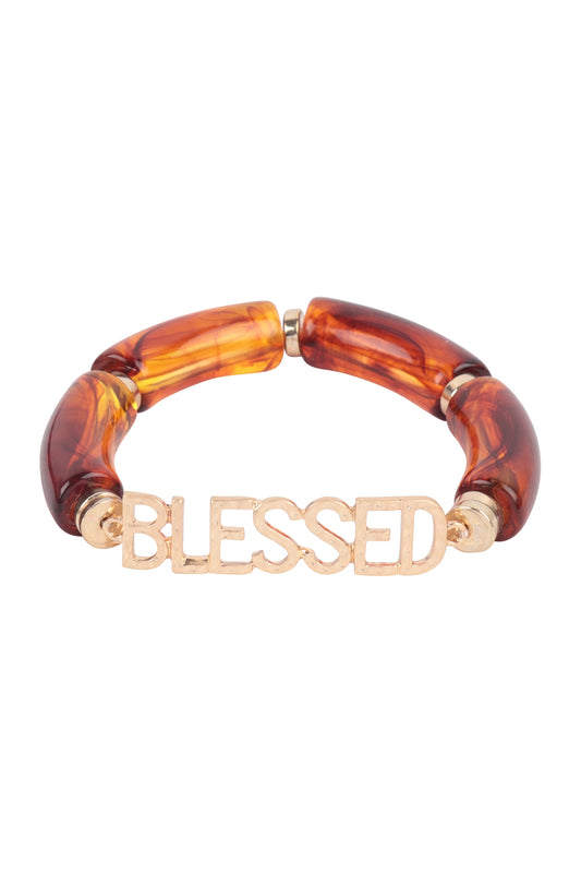 Blessed Tubular Beads Resin Stretch Bracelet