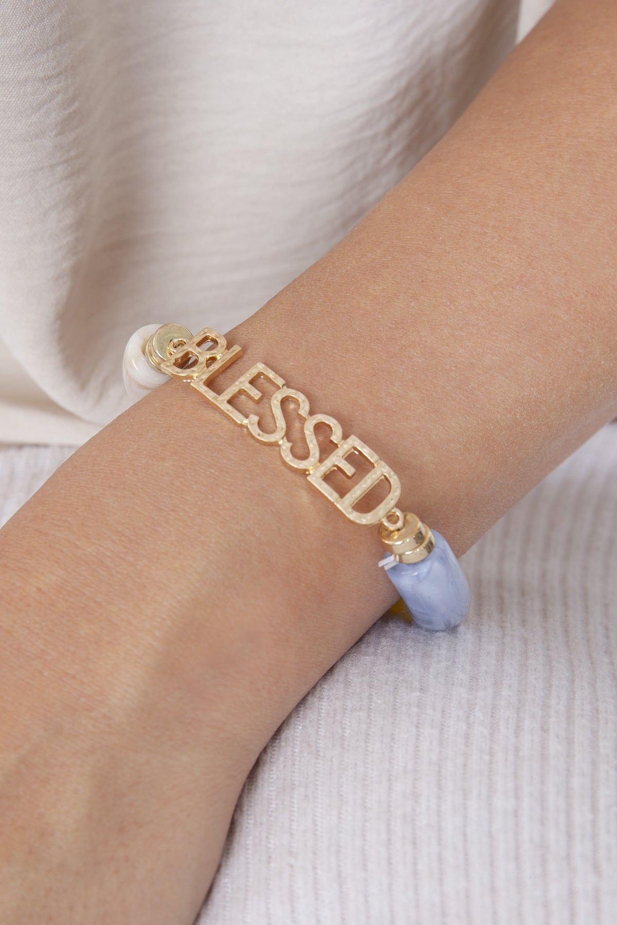 Blessed Tubular Beads Resin Stretch Bracelet