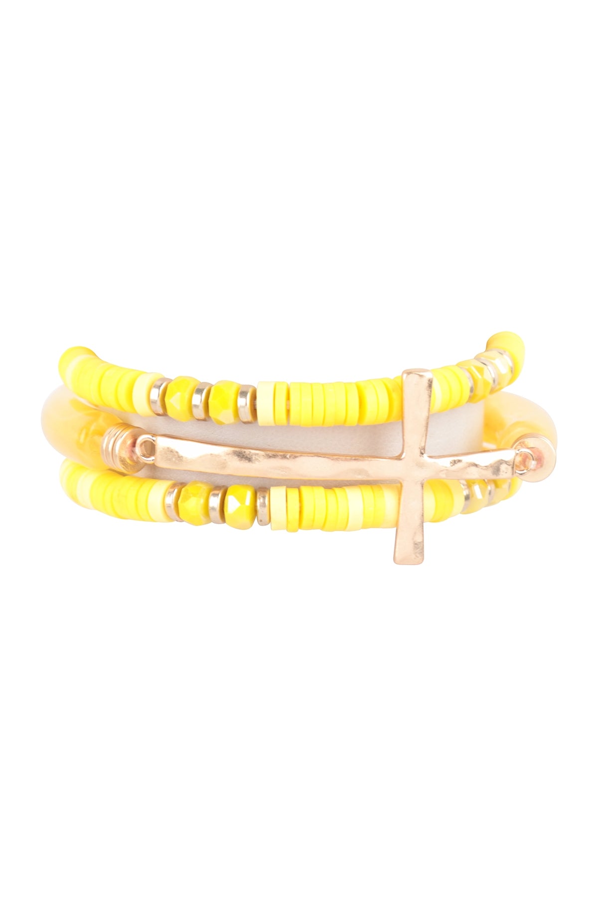 Cross Fimo Tubular Beads Resin Stretch Bracelet