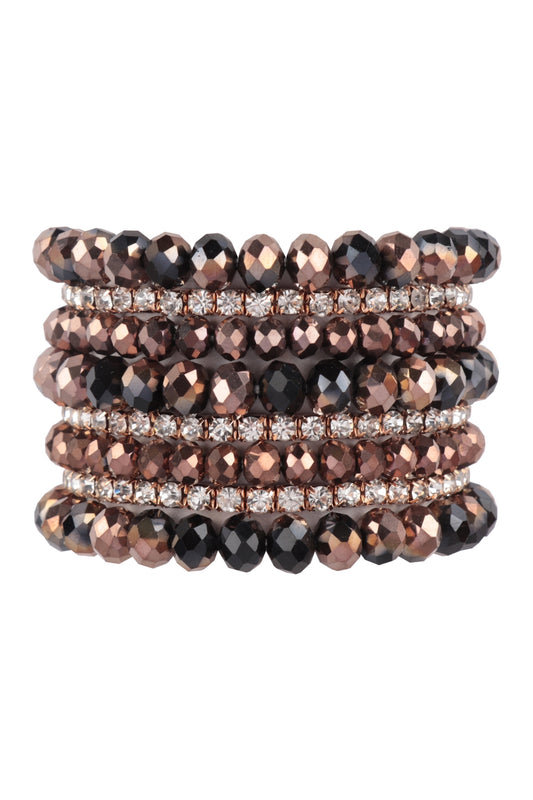 Rondelle, Rhinestone Beads Stackable Bracelet Set