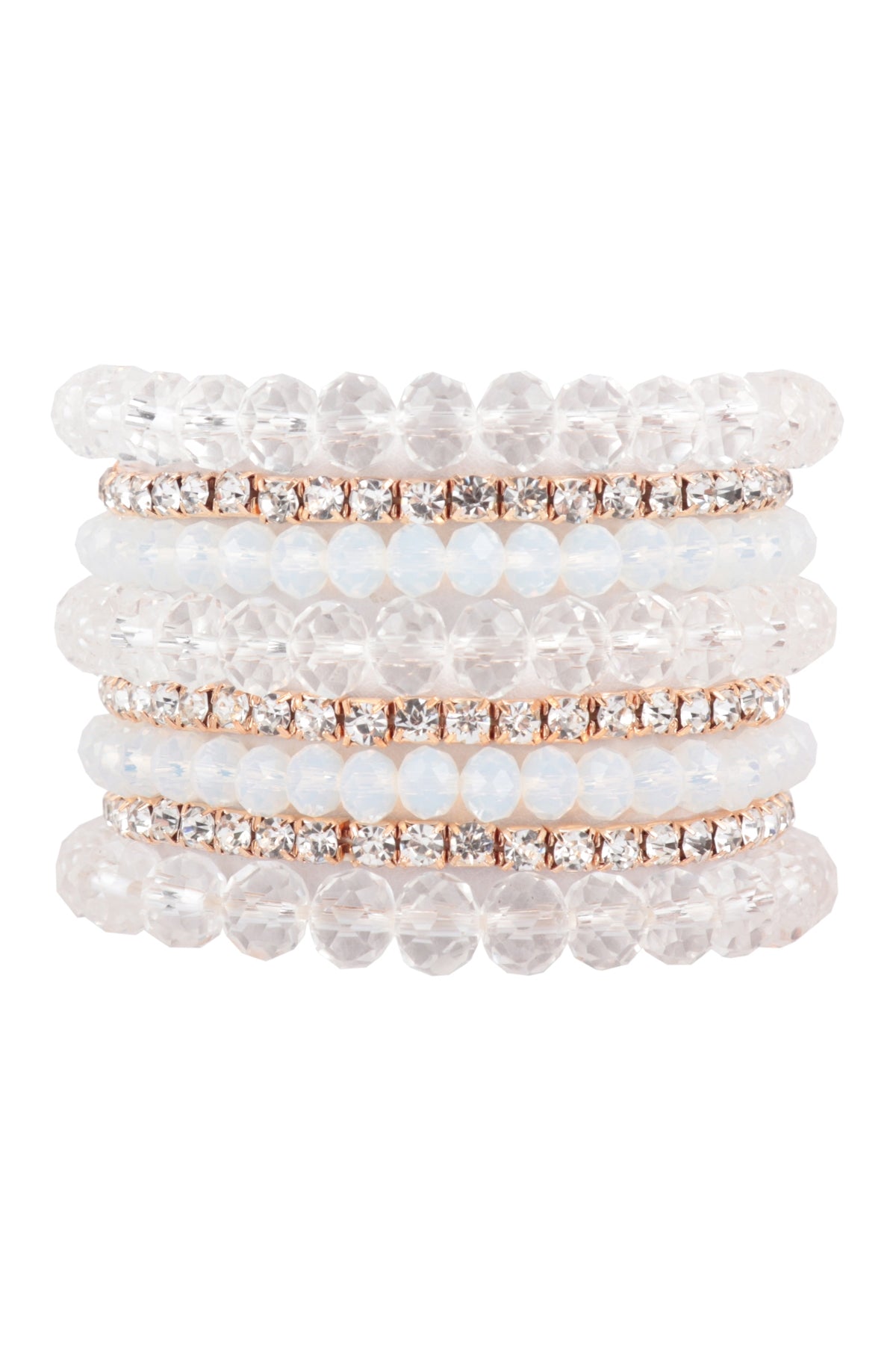 Rondelle, Rhinestone Beads Stackable Bracelet Set