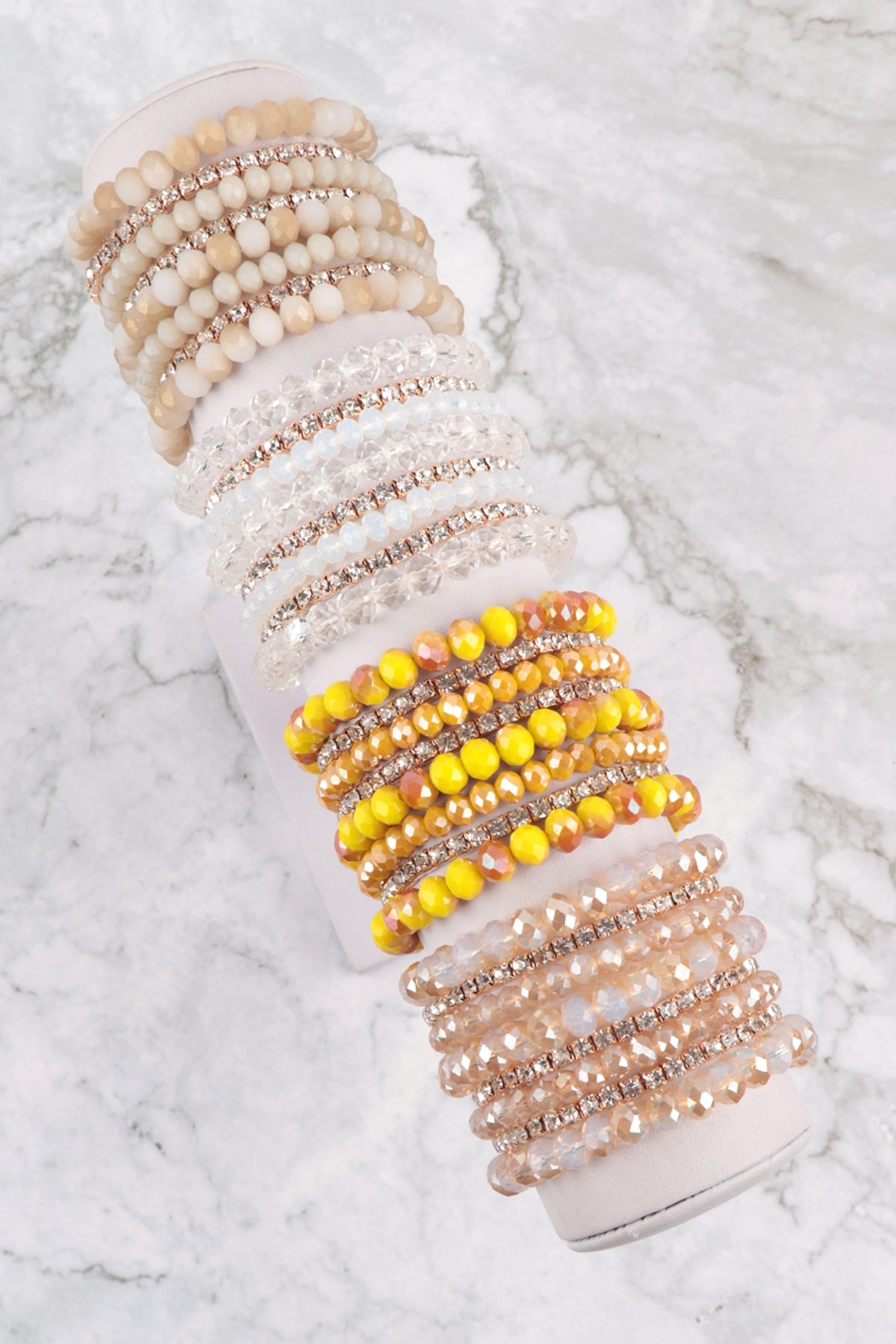 Rondelle, Rhinestone Beads Stackable Bracelet Set