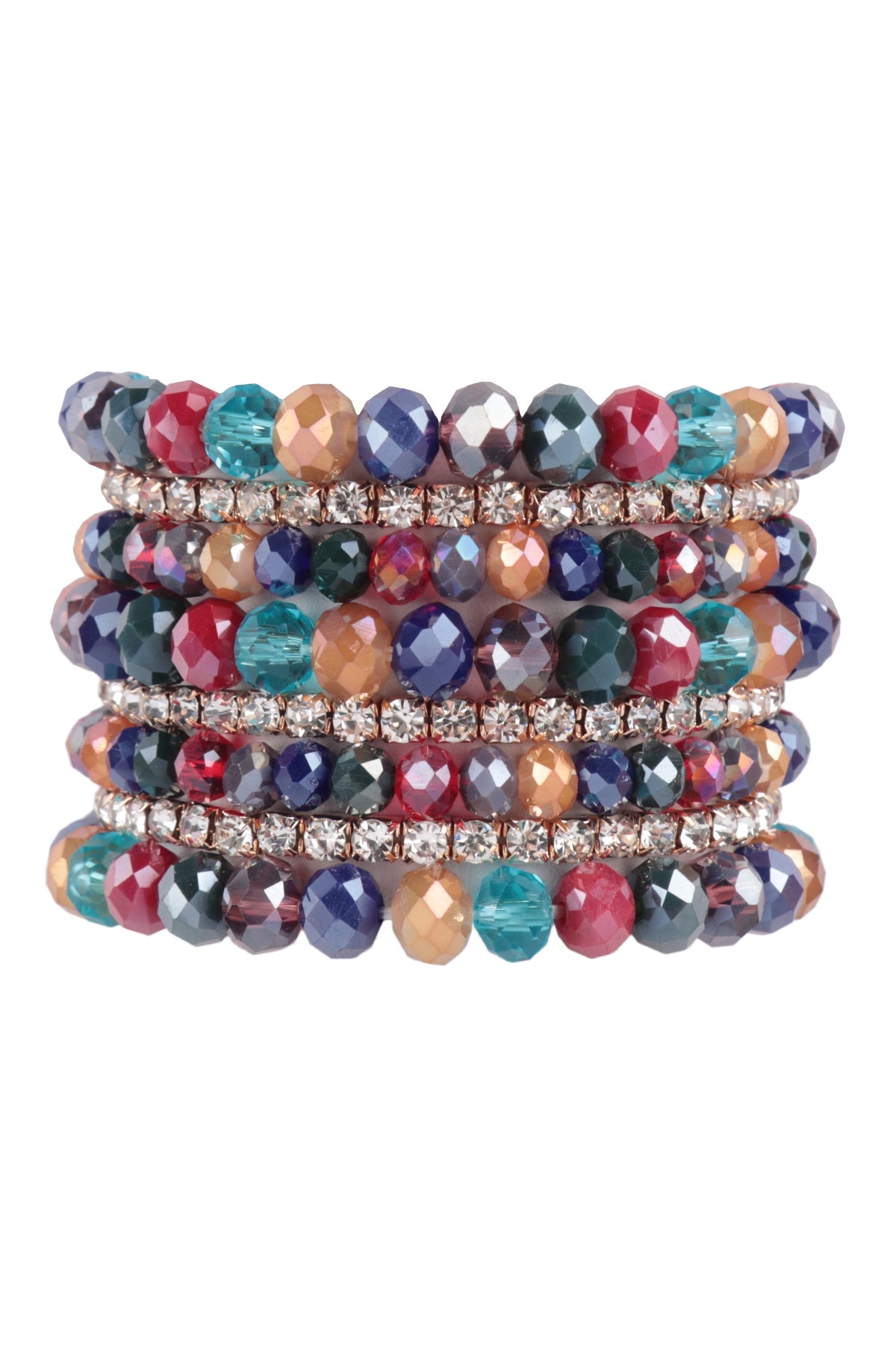 Rondelle, Rhinestone Beads Stackable Bracelet Set