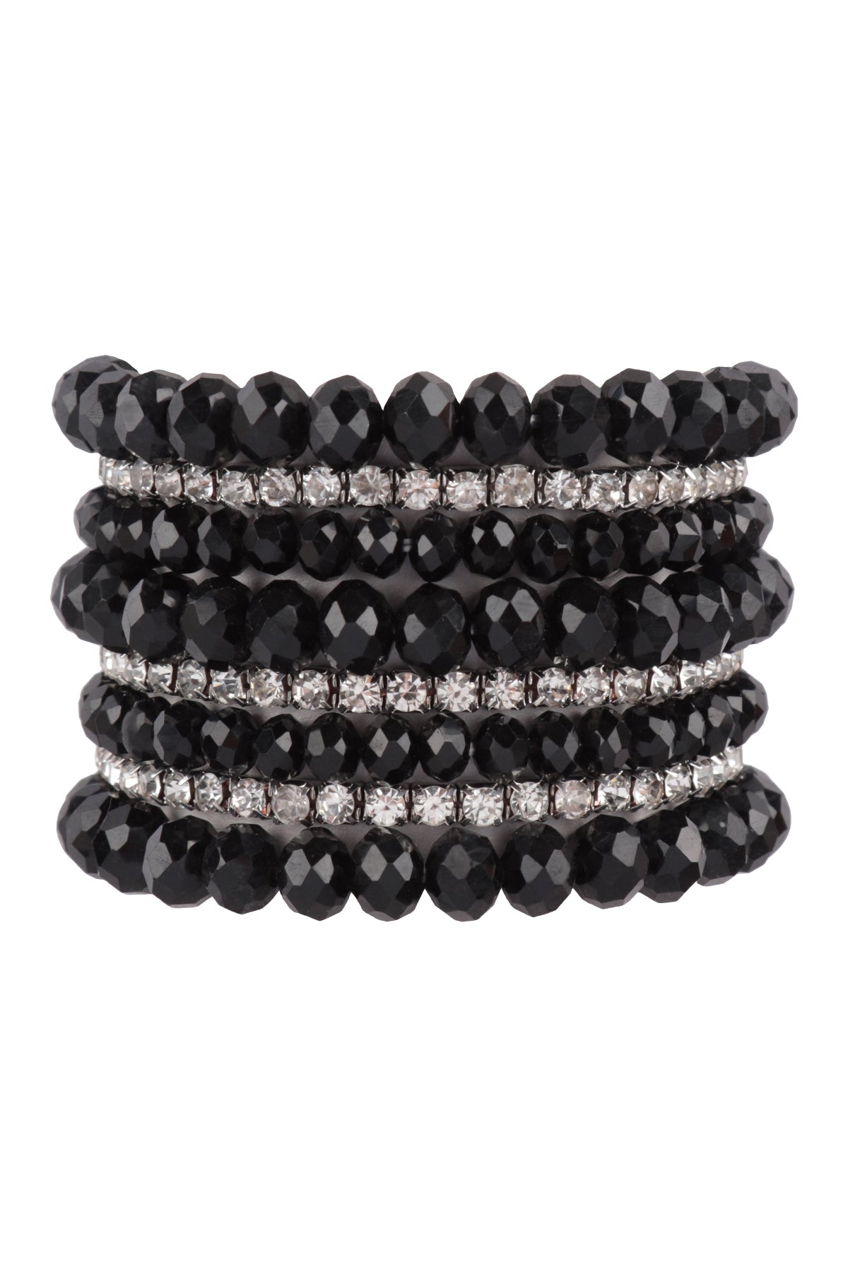 Rondelle, Rhinestone Beads Stackable Bracelet Set