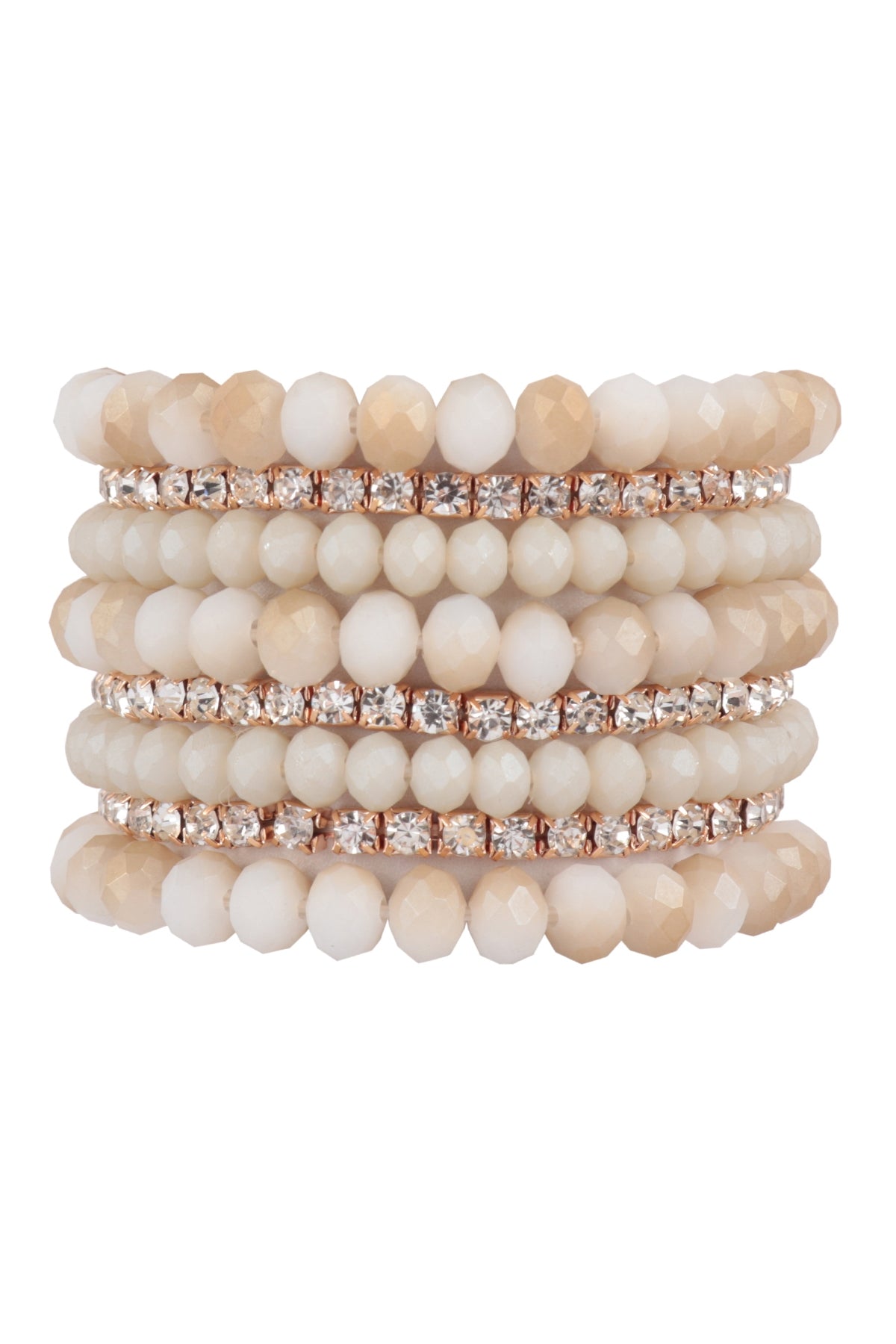 Rondelle, Rhinestone Beads Stackable Bracelet Set