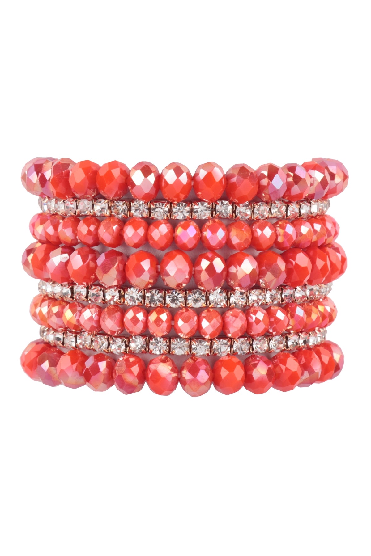 Rondelle, Rhinestone Beads Stackable Bracelet Set