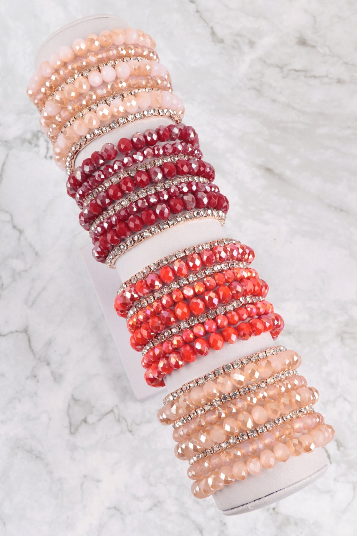 Rondelle, Rhinestone Beads Stackable Bracelet Set
