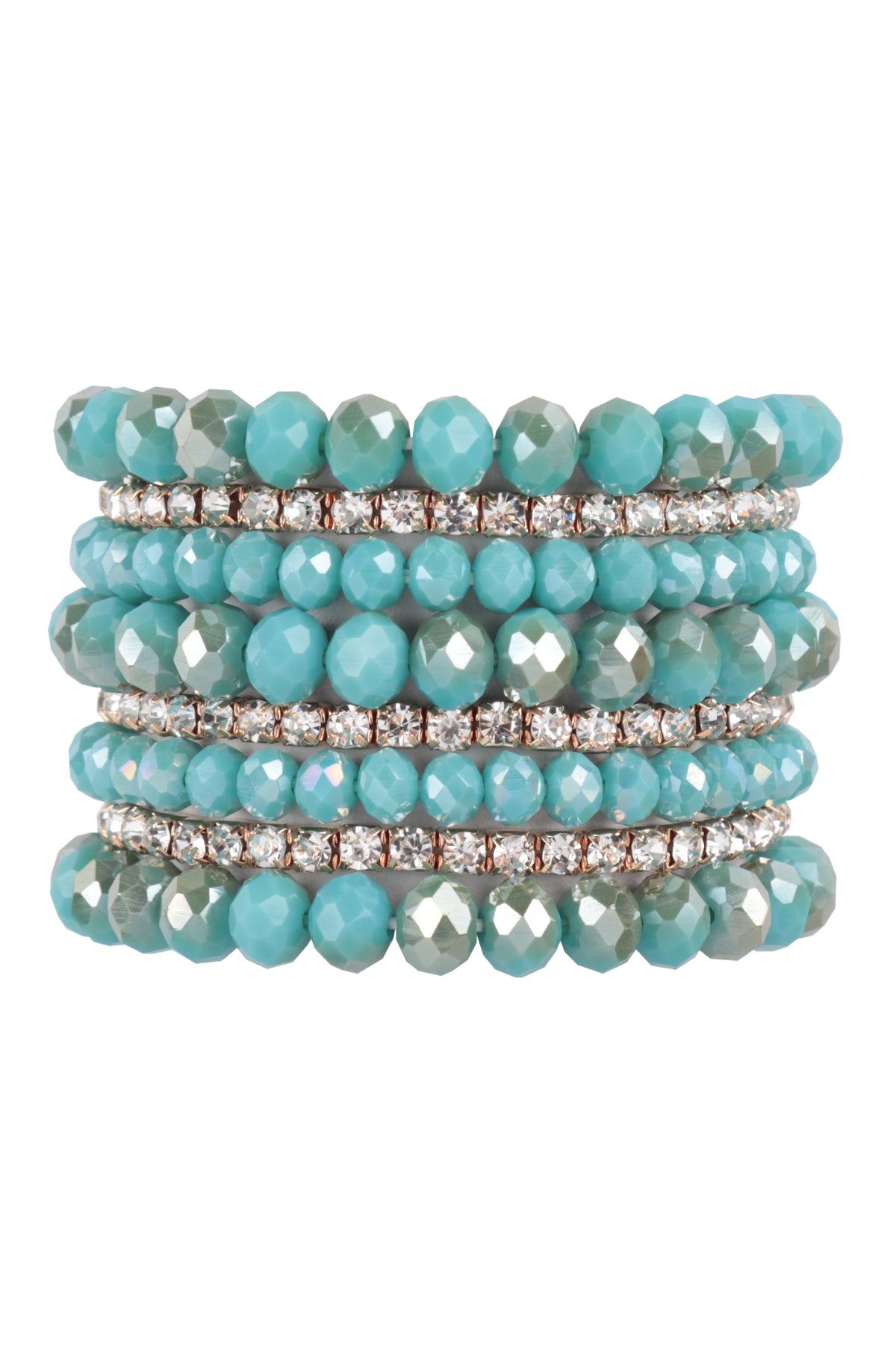 Rondelle, Rhinestone Beads Stackable Bracelet Set