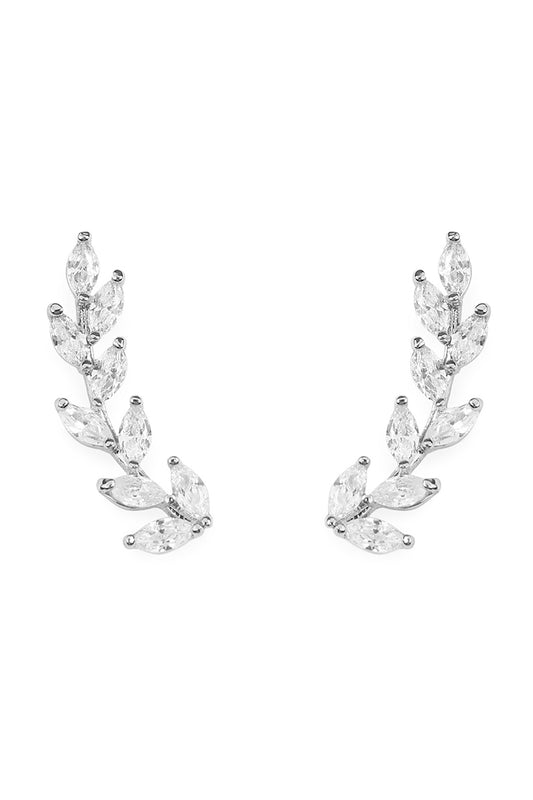 Rhodium Danity Vine Crawler Earrings