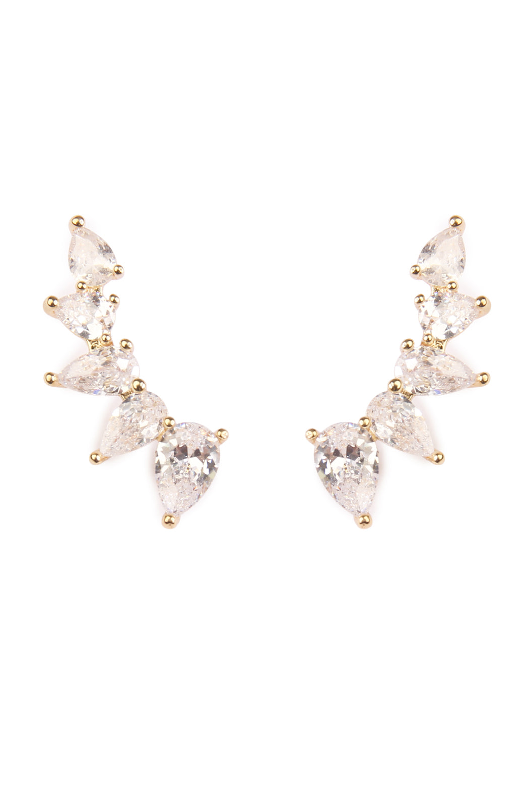 Teardrop Cubic Zirconia Crawler Earrings