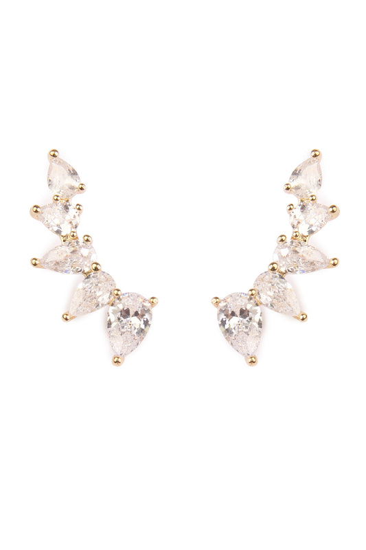 Teardrop Cubic Zirconia Crawler Earrings