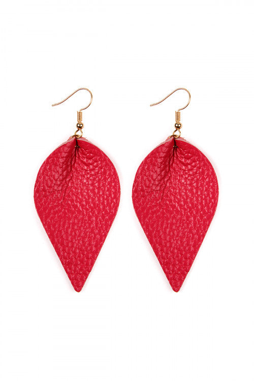 Teardrop Shape Pinched Leather Earrings /6PAIRS