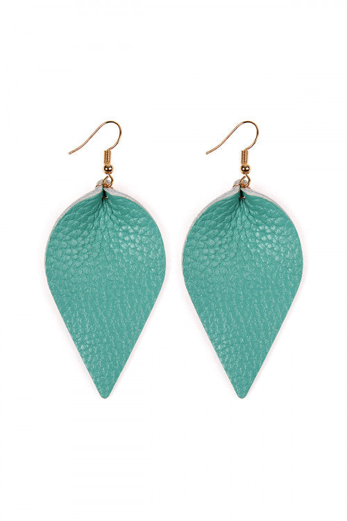 Teardrop Shape Pinched Leather Earrings /1PAIR