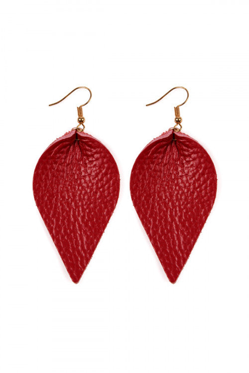 Teardrop Shape Pinched Leather Earrings /6PAIRS