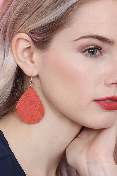 Fringed Pear Shape Leather Earrings