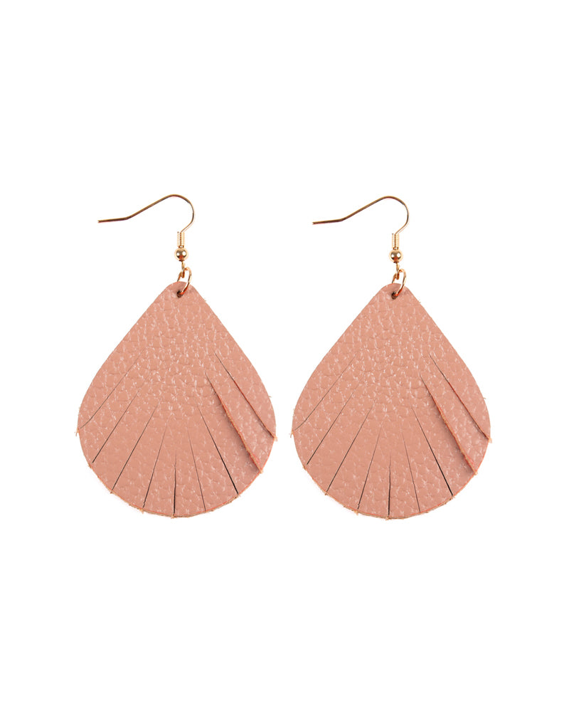 Fringed Pear Shape Leather Earrings