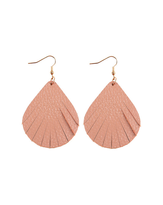 Fringed Pear Shape Leather Earrings