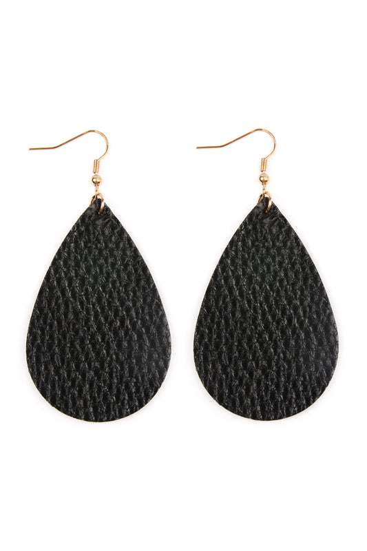 Teardrop Leather Earrings / 1PAIR