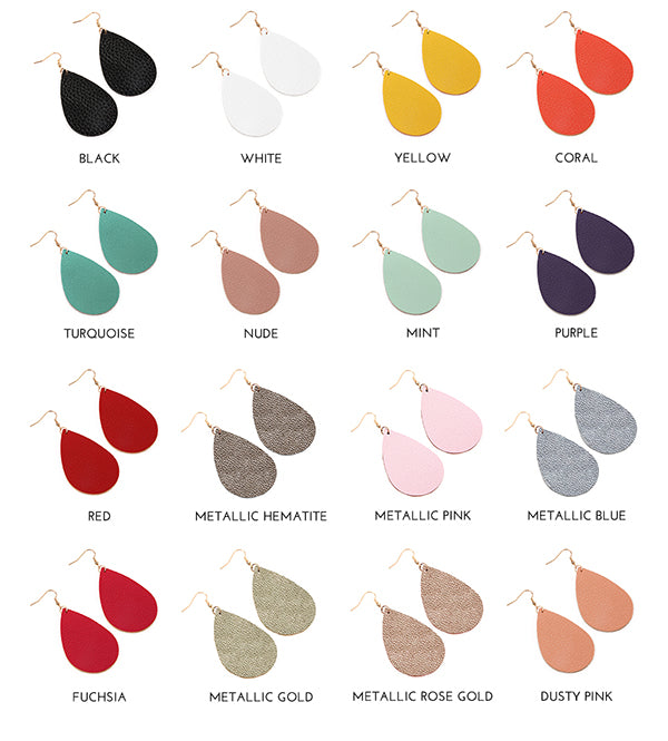 Teardrop Leather Earrings / 6PAIRS