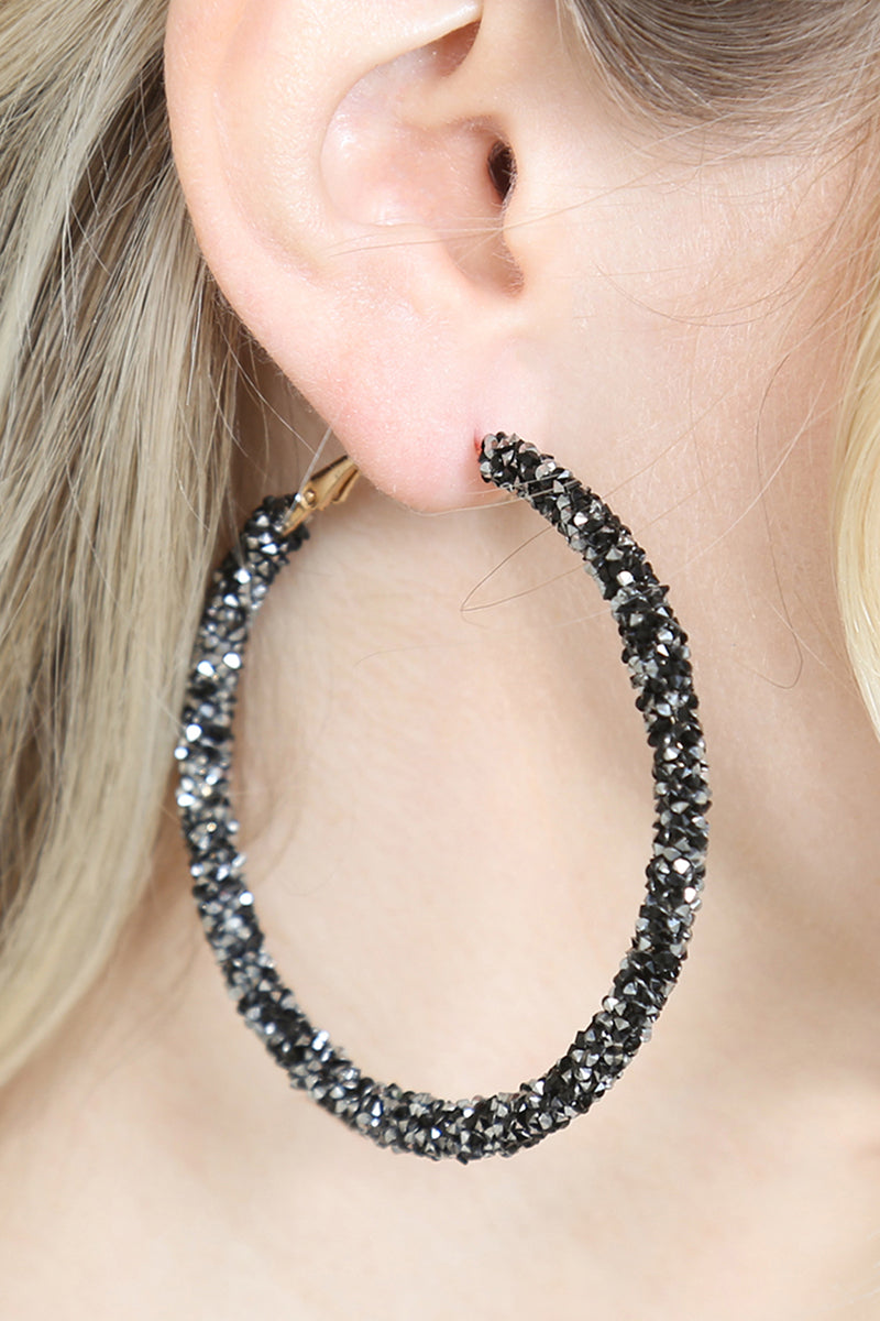 Rhinestone Coated Hoop Earring