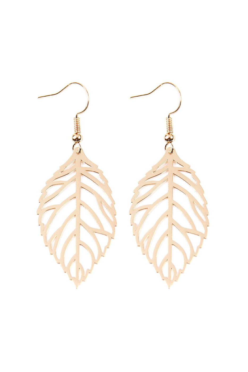 Elegant Small Leaf Cast Hook Earrings