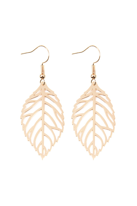 Elegant Small Leaf Cast Hook Earrings