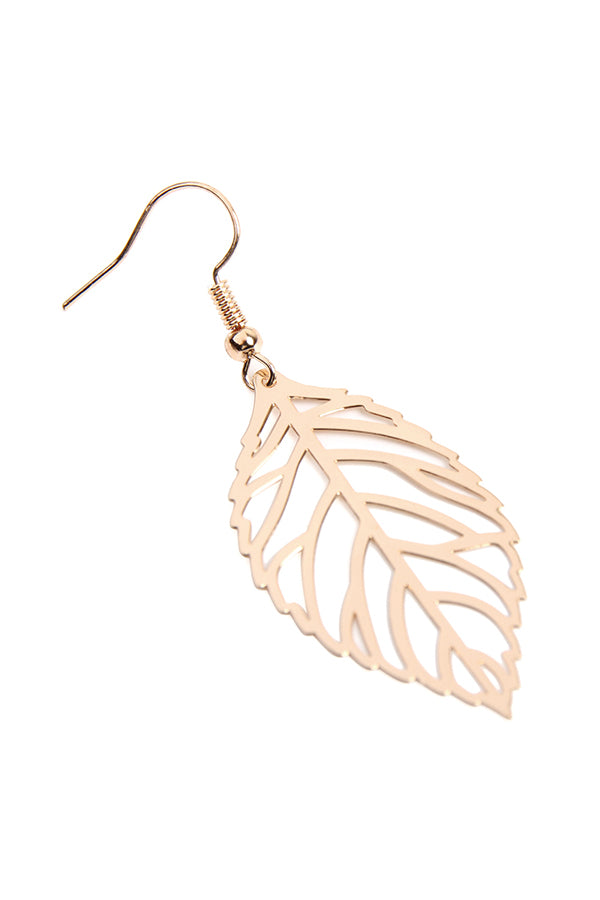 Elegant Small Leaf Cast Hook Earrings