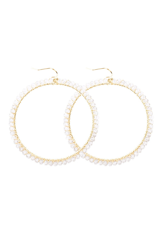 Wire Hoop With Glass Beads Hook Earring /6PAIRS