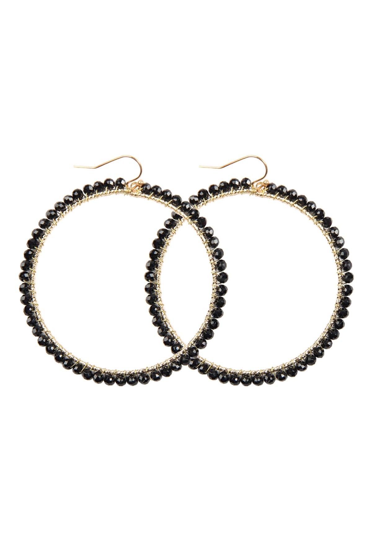 Wire Hoop With Glass Beads Hook Earring