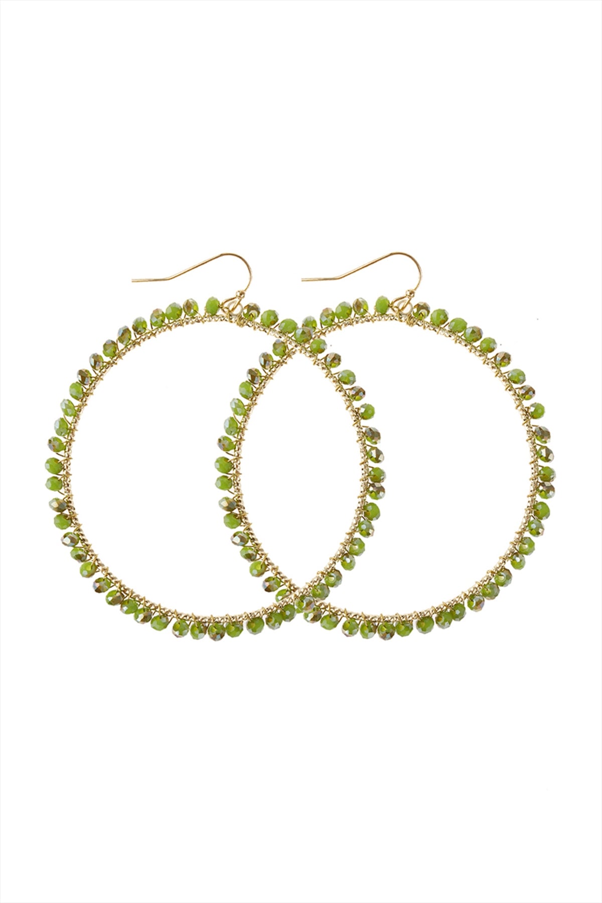 Wire Hoop With Glass Beads Hook Earring