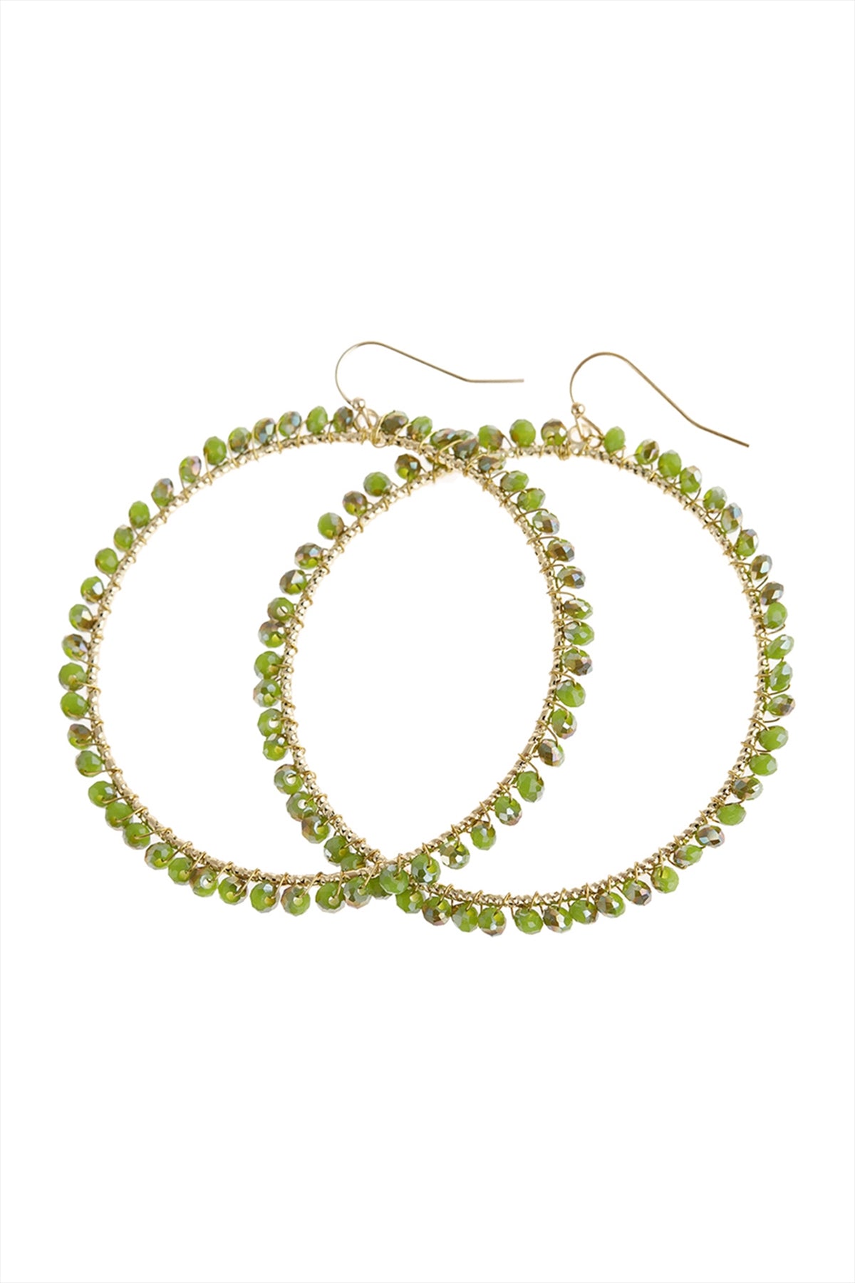 Wire Hoop With Glass Beads Hook Earring