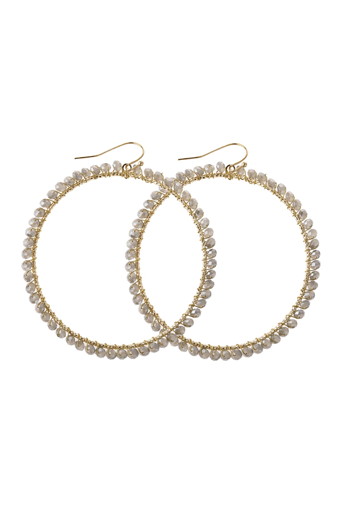 Wire Hoop With Glass Beads Hook Earring