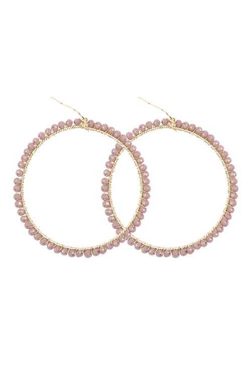 Wire Hoop With Glass Beads Hook Earring