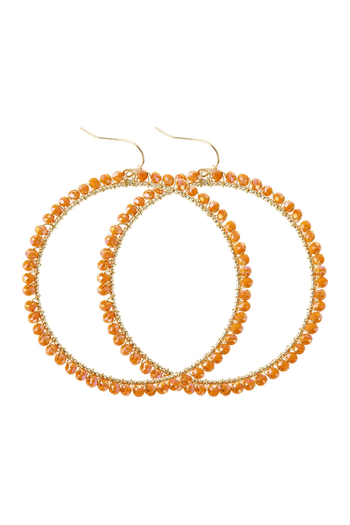 Wire Hoop With Glass Beads Hook Earring
