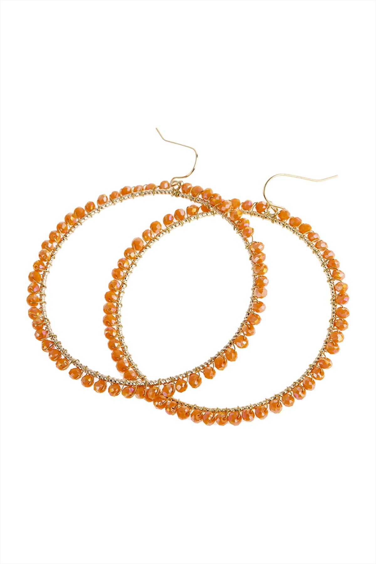 Wire Hoop With Glass Beads Hook Earring