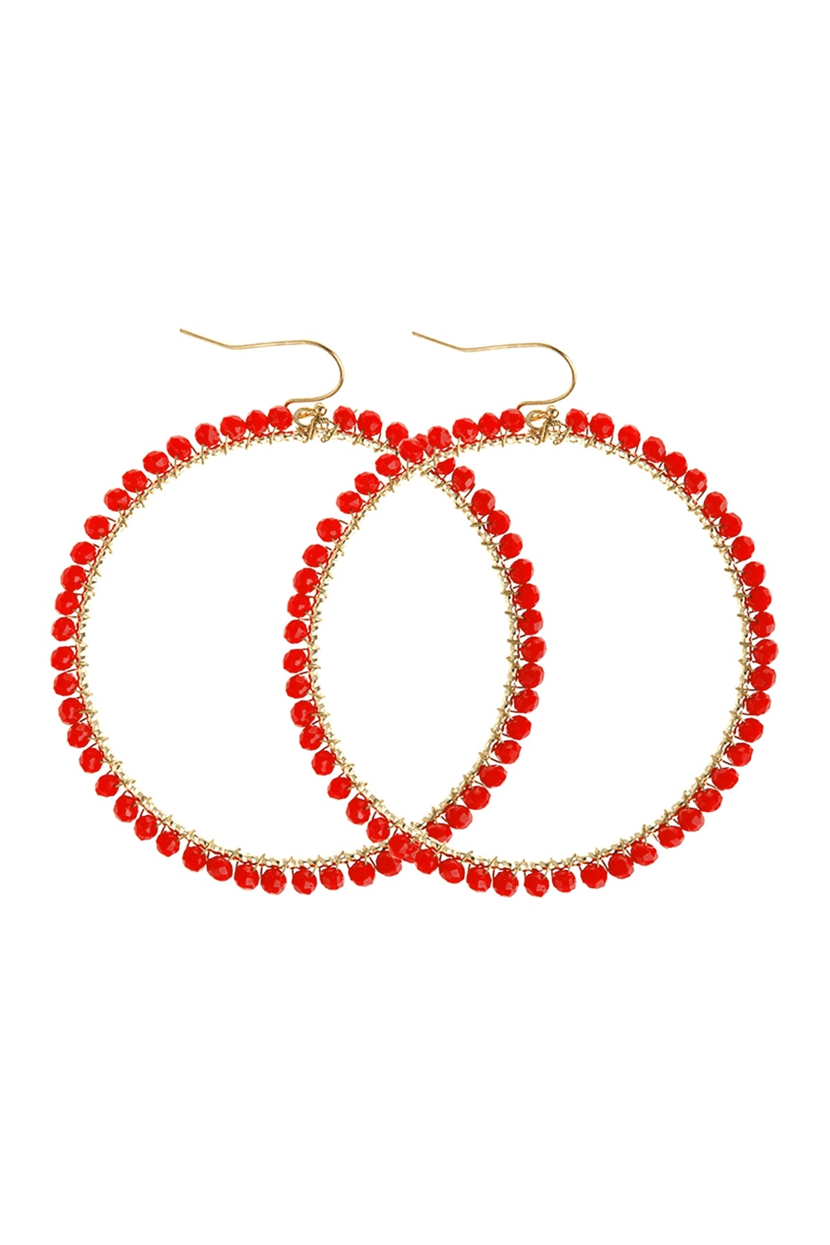 Wire Hoop With Glass Beads Hook Earring