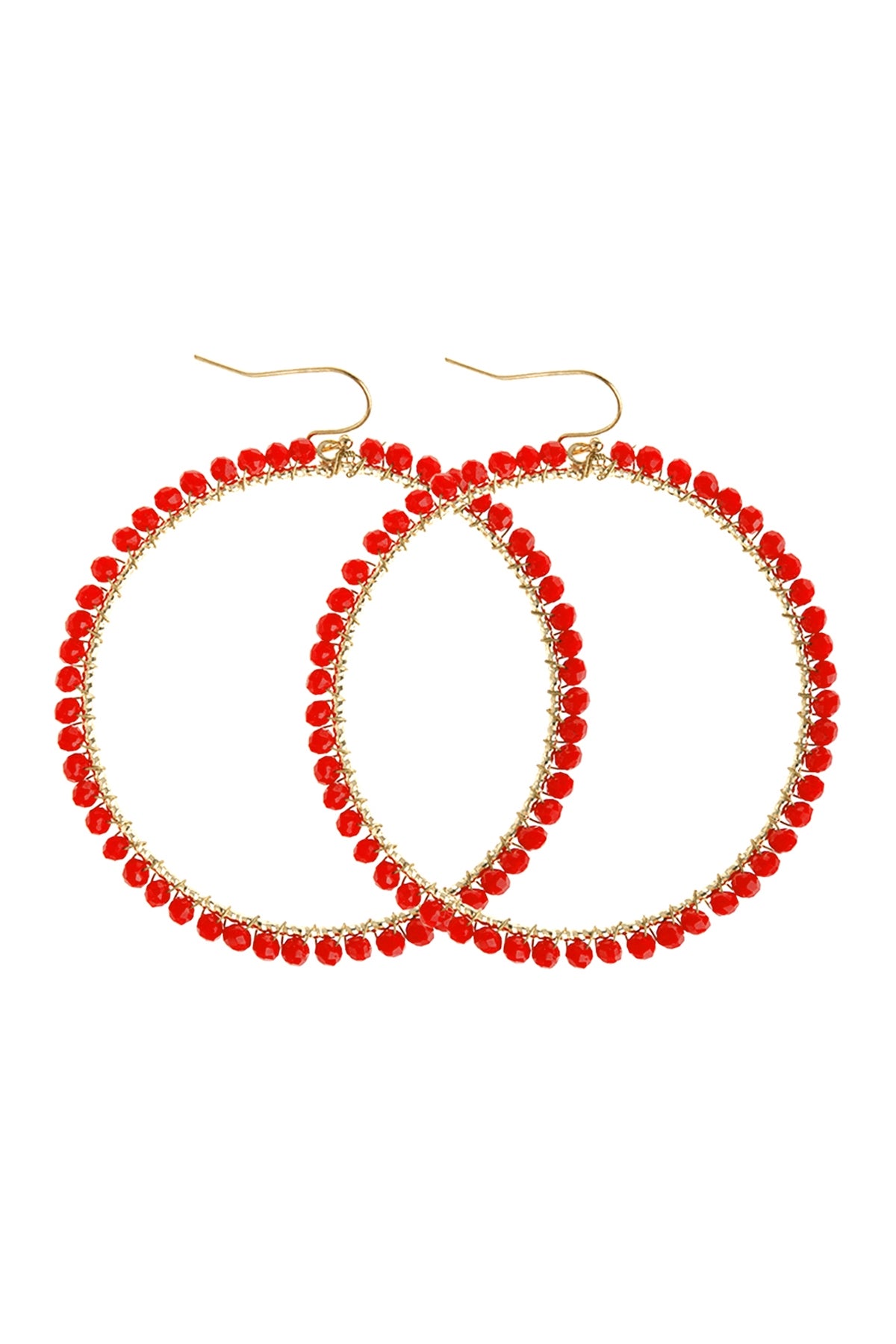 Wire Hoop With Glass Beads Hook Earring