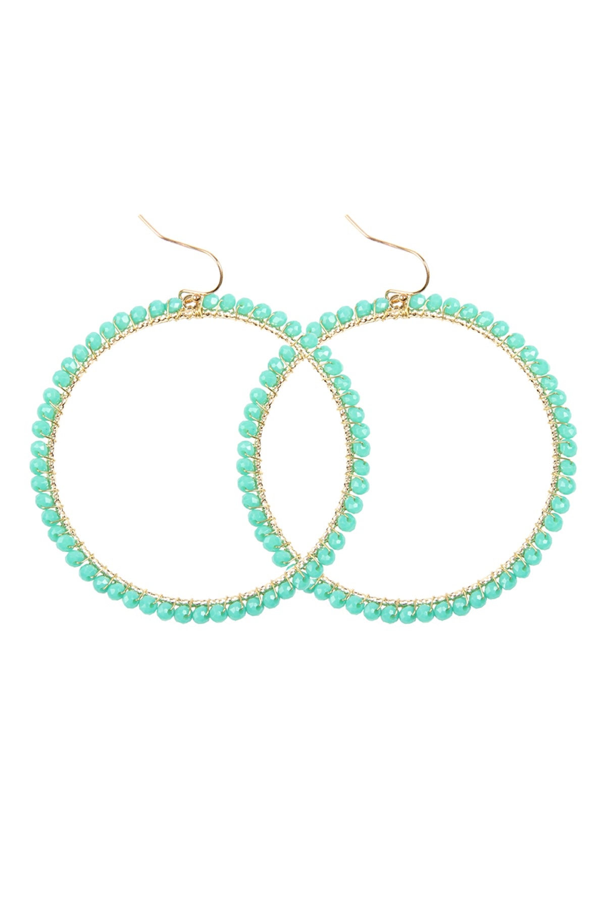 Wire Hoop With Glass Beads Hook Earring