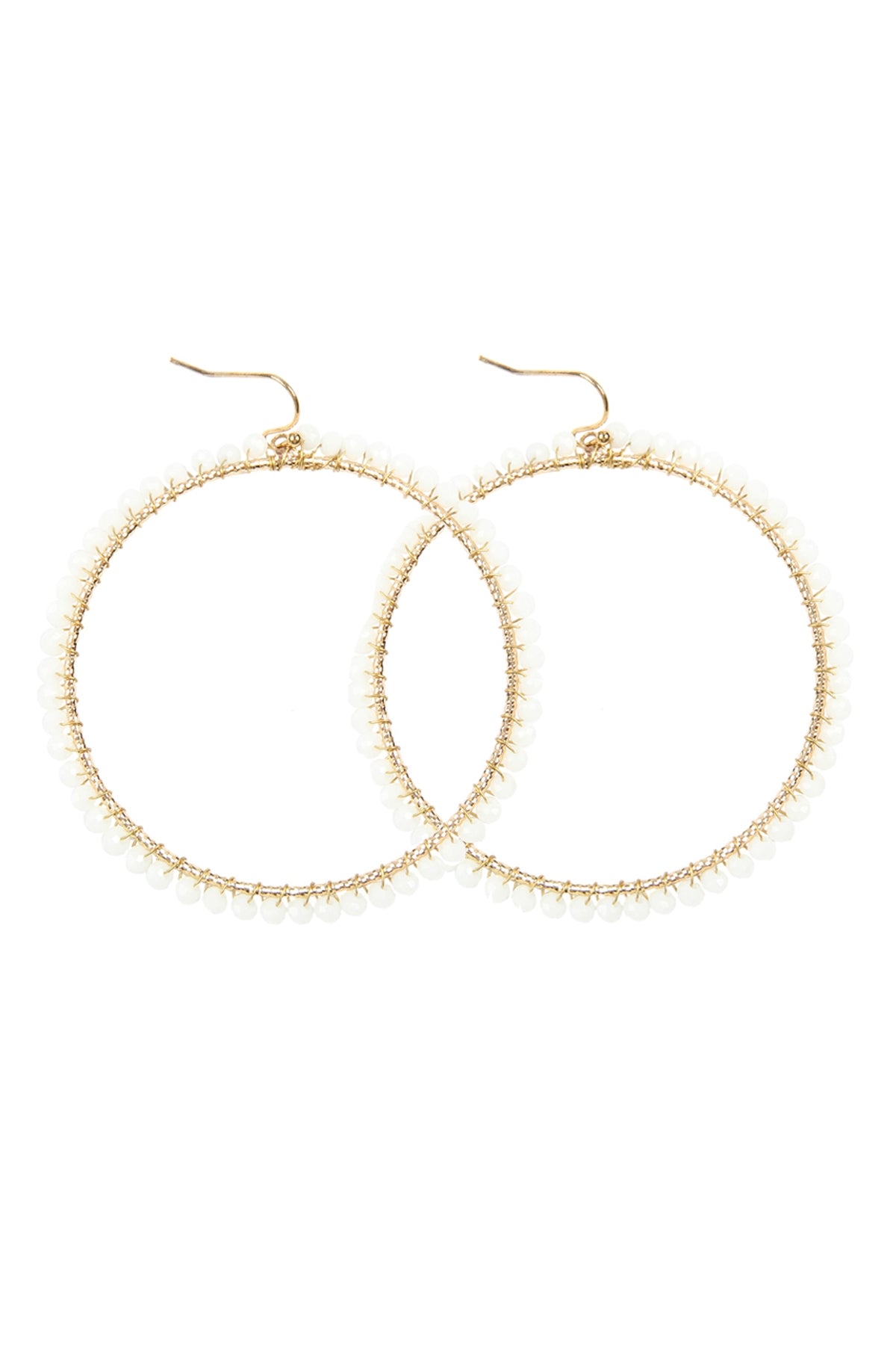 Wire Hoop With Glass Beads Hook Earring