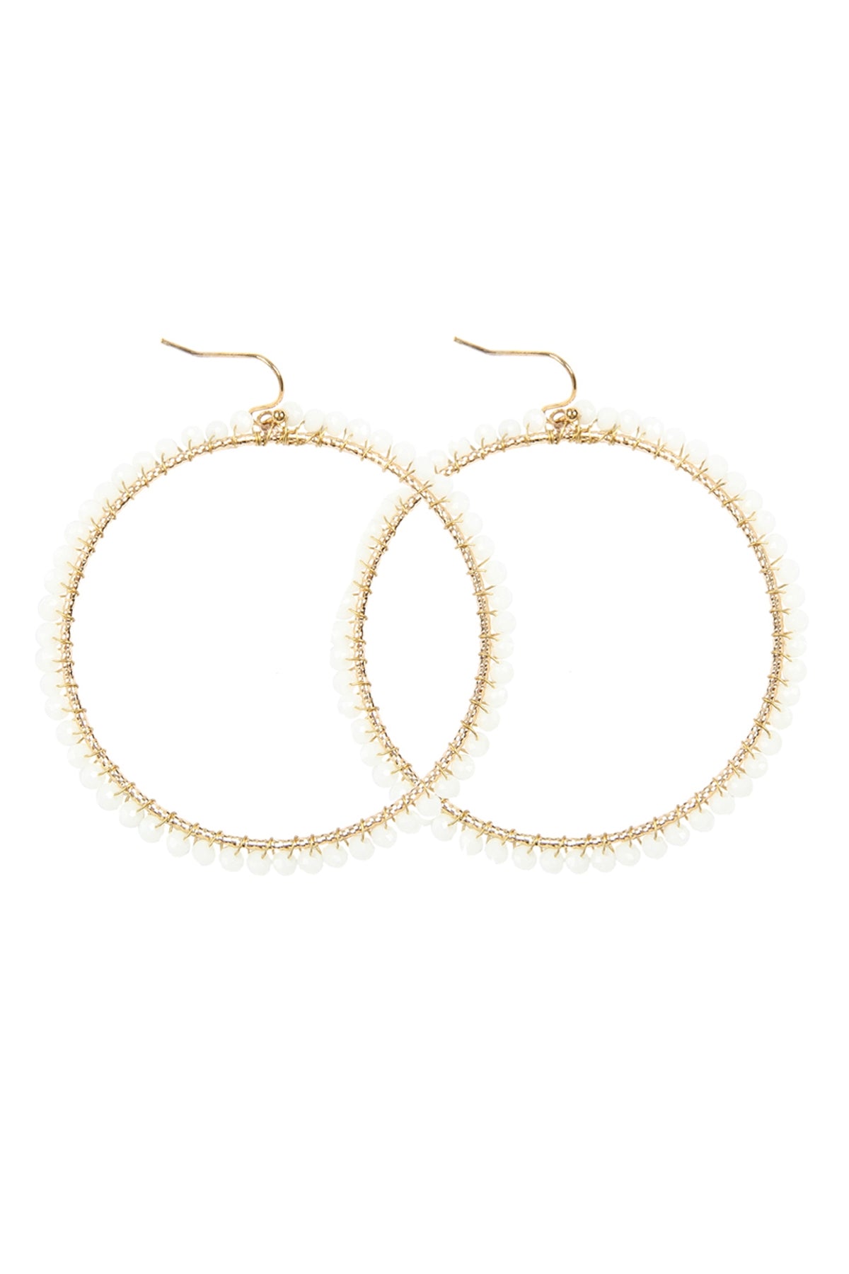 Wire Hoop With Glass Beads Hook Earring