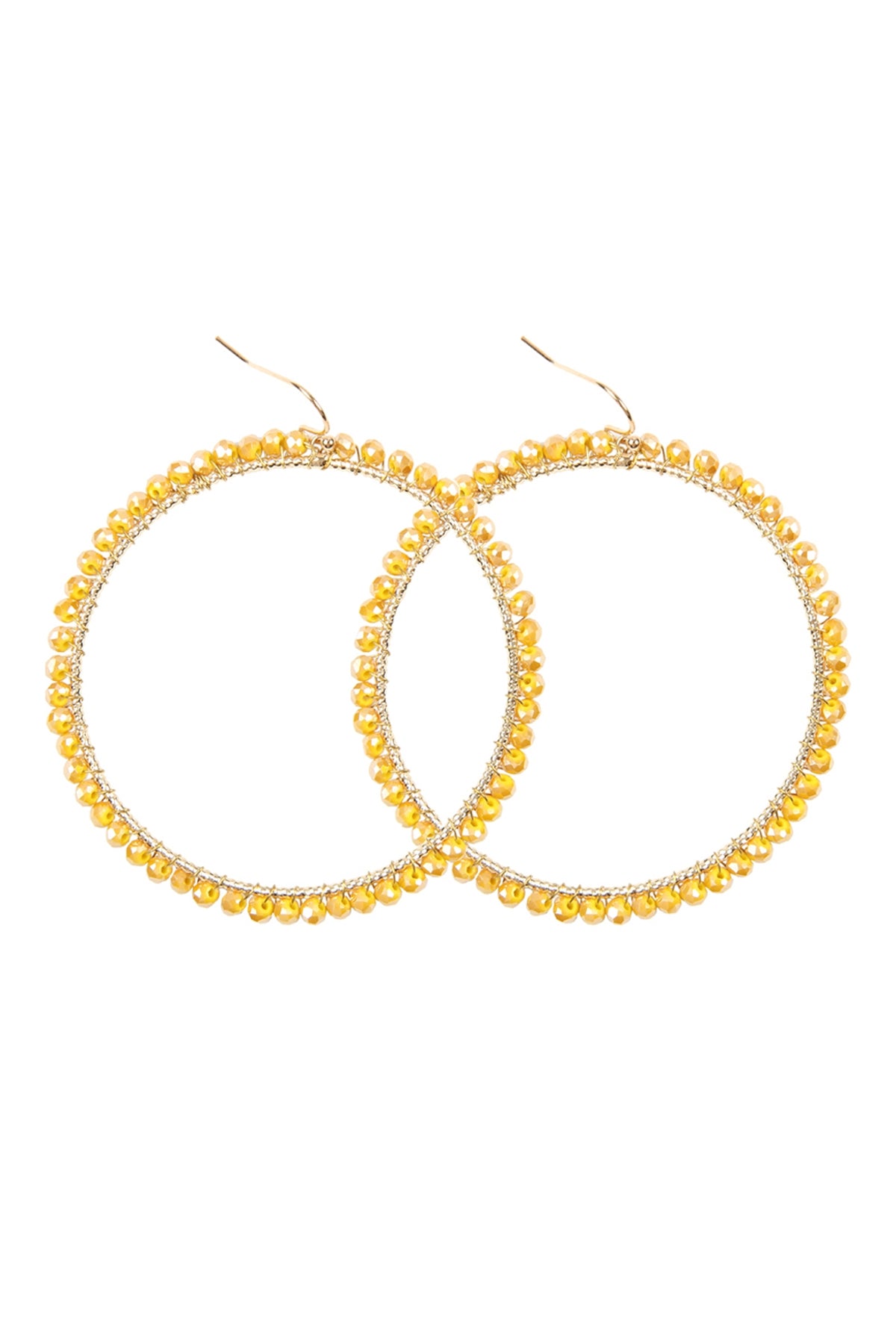 Wire Hoop With Glass Beads Hook Earring